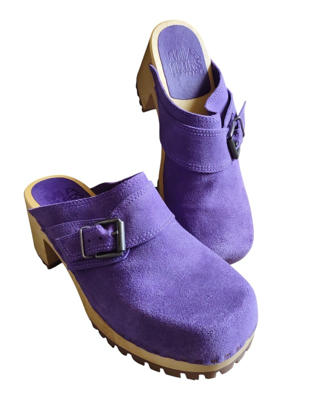 Mia Clogs Size 9 Purple Suede Shoes